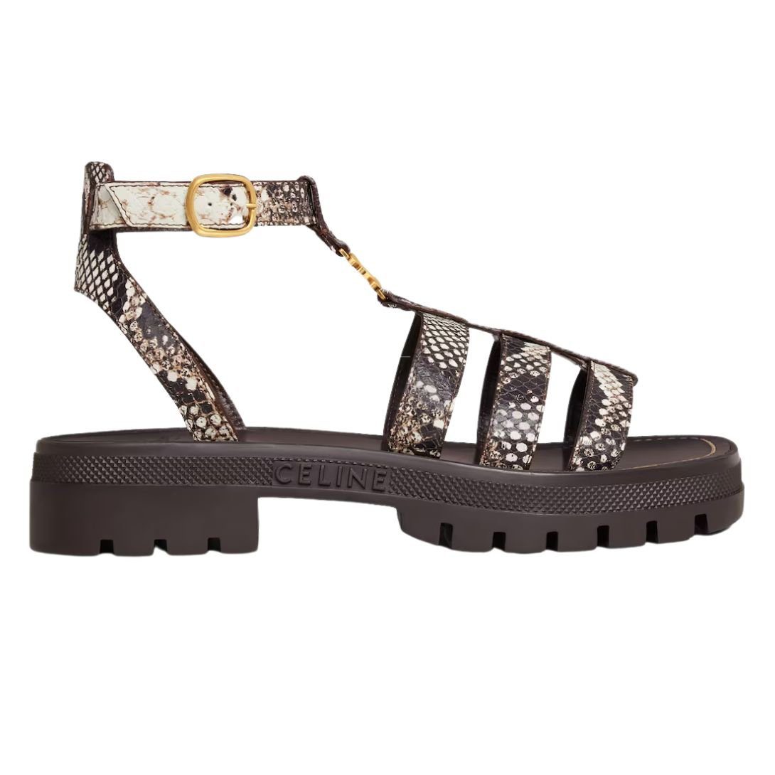 CELINE CLEA TRIOMPHE GLADIATOR SANDAL IN PYTHON STAMPED GOATSKIN