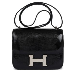 HERMÈS CONSTANCE 18 BLACK VARANUS SALVATOR LIZARD PALLADIUM HARDWARE