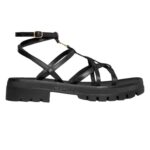 CELINE CLEA TRIOMPHE STRAPPY SANDAL IN CALFSKIN VEGETAL TANNING BLACK