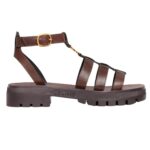 CELINE CLEA TRIOMPHE GLADIATOR SANDAL IN CALFSKIN VEGETAL TANNING DARK BROWN