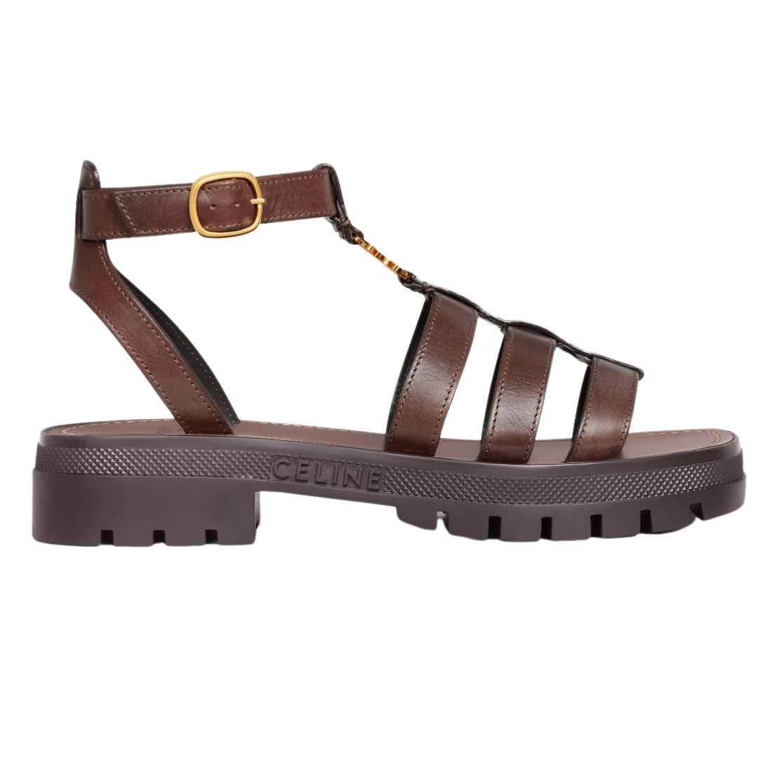 1-1202-2.jpg CELINE CLEA TRIOMPHE GLADIATOR SANDAL IN CALFSKIN VEGETAL TANNING DARK BROWN
