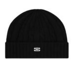 CELINE TRIOMPHE CABLE KNIT BEANIE IN CASHMERE BLACK