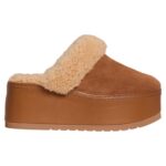 CELINE DANA WEDGE MULE IN SUEDE CALFSKIN AND SHEARLING