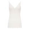 SAINT LAURENT LACED TANK TOP IN RIBBED SILK JERSEY