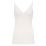 SAINT LAURENT LACED TANK TOP IN RIBBED SILK JERSEY