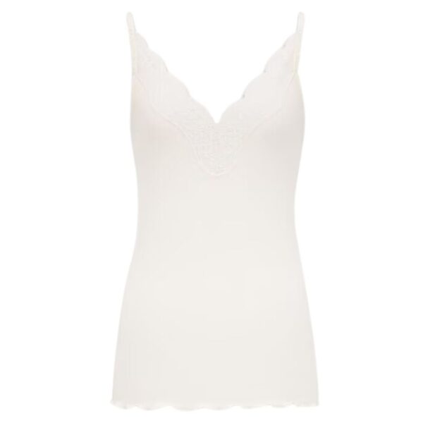 SAINT LAURENT LACED TANK TOP IN RIBBED SILK JERSEY