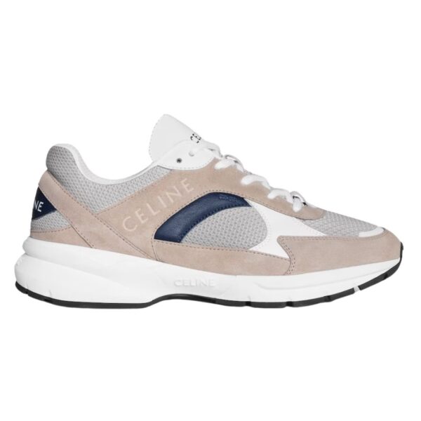 CELINE RUNNER CR 03 LOW LACE UP SNEAKER IN MESH SUEDE CALFSKIN AND CALFSKIN