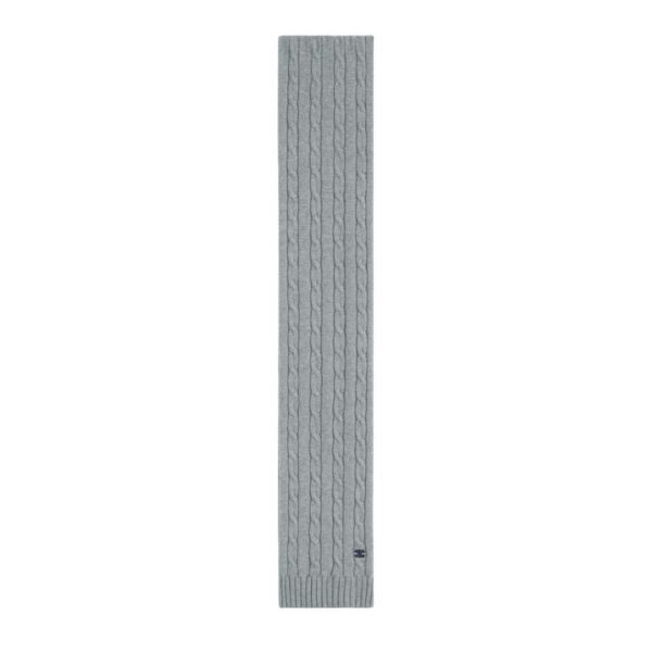 CELINE CABLE KNIT TRIOMPHE SCARF IN CASHMERE GREY