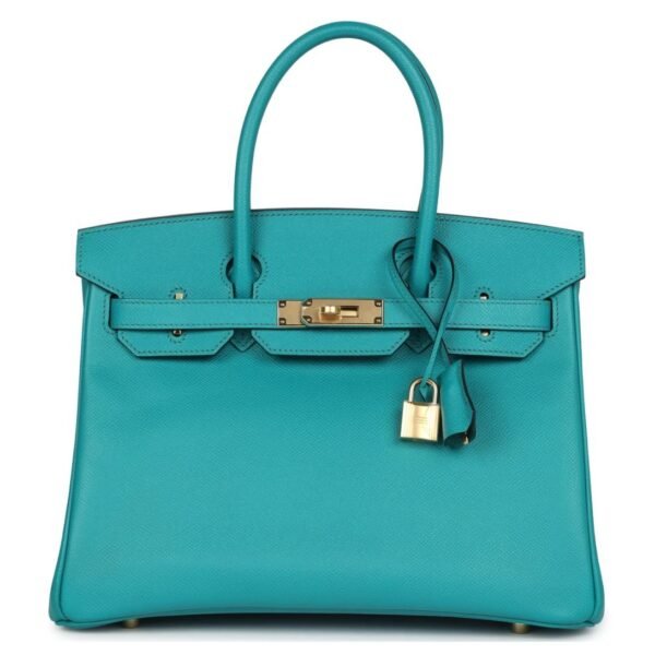 PRE-OWNED HERMÈS BIRKIN 30 BLEU PAON EPSOM GOLD HARDWARE