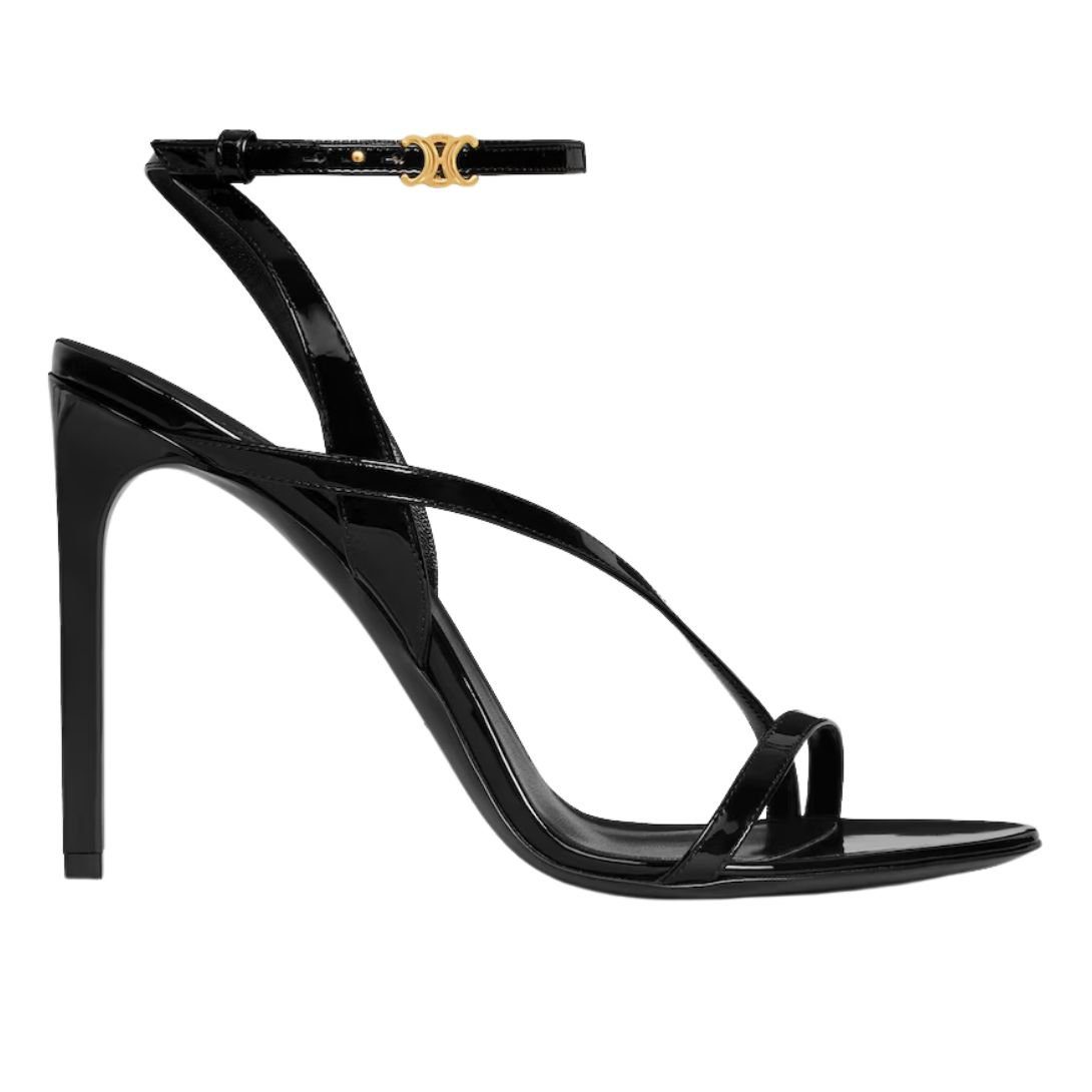 CELINE AVA TRIOMPHE STILETTO SANDAL IN PATENT CALFSKIN