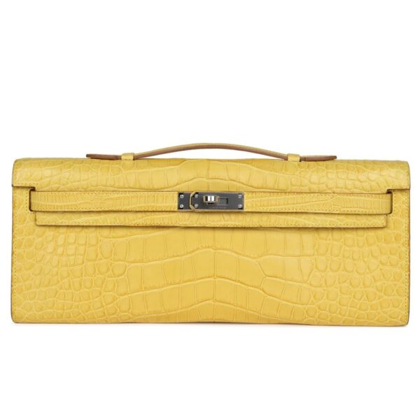 HERMÈS KELLY CUT MIMOSA MATTE ALLIGATOR PALLADIUM HARDWARE