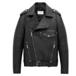 SAINT LAURENT BIKER JACKET IN VINTAGE LEATHER AND SHEARLING