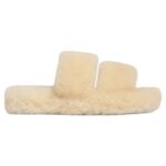 CELINE FUR SLIDES TRIOMPHE IN SHEARLING BEIGE-BROWN