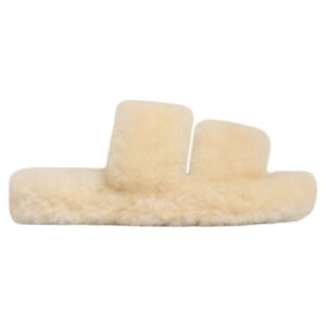 CELINE FUR SLIDES TRIOMPHE IN SHEARLING BEIGE-BROWN
