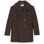 SAINT LAURENT DOUBLE BREASTED PEACOAT IN WOOL