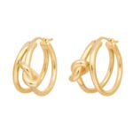 CELINE KNOT DOUBLE HOOPS IN BRASS WITH GOLD FINISH