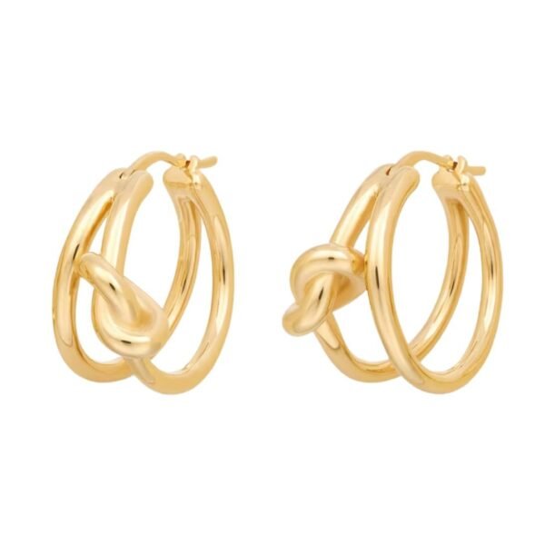 CELINE KNOT DOUBLE HOOPS IN BRASS WITH RHODIUM FINISH - Image 2