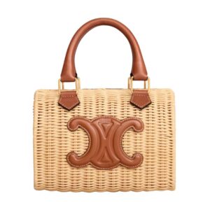 CELINE SMALL BOSTON CUIR TRIOMPHE IN WICKER AND CALFSKIN