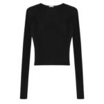 SAINT LAURENT CROPPED TOP IN RIBBED KNIT