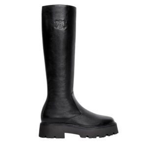 CELINE BULKY CROPPED BOOT WITH TRIOMPHE TASSELS IN SUEDE CALFSKIN AND SHEARLING