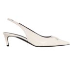 CELINE ALMA TRIOMPHE SLINGBACK IN PATENT CALFSKIN WHITE COTTON