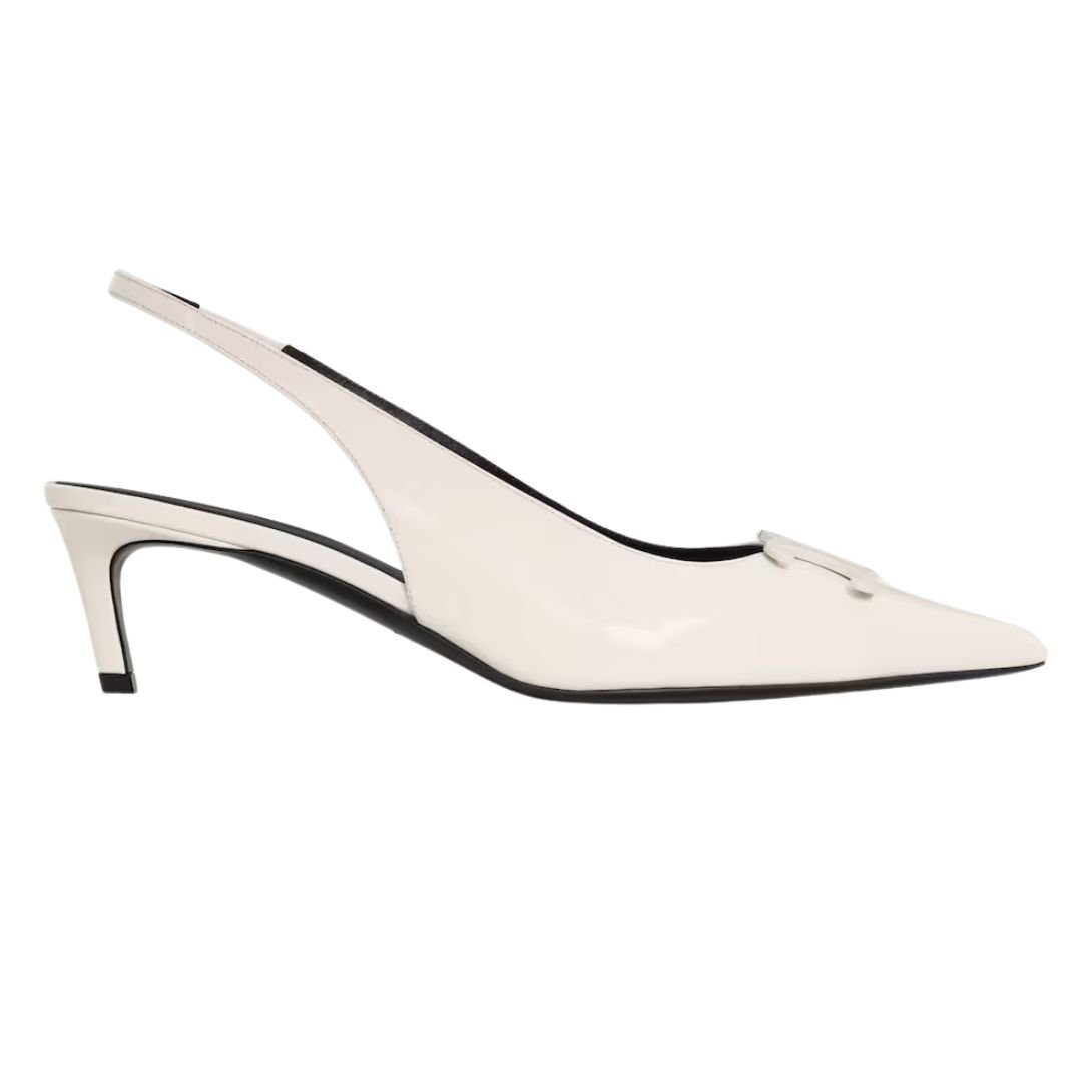 1-1309-2.jpg CELINE ALMA TRIOMPHE SLINGBACK IN PATENT CALFSKIN WHITE COTTON