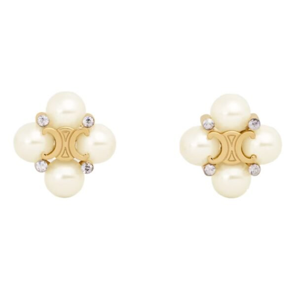 LES PERLES CELINE STUDS IN STRASS RESIN PEARLS AND BRASS WITH GOLD FINISH