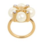 LES PERLES CELINE RING IN STRASS RESIN PEARLS AND BRASS WITH GOLD FINISH