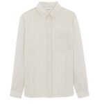 SAINT LAURENT CASSANDRE SHIRT IN STRIPED SILK SATIN
