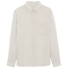 SAINT LAURENT CASSANDRE SHIRT IN STRIPED SILK SATIN