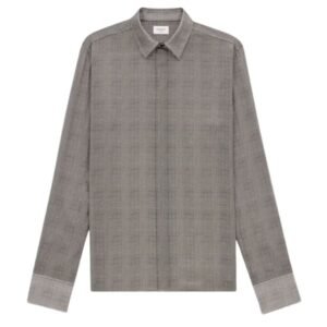 SAINT LAURENT SHIRT IN PRINCE OF WALES SILK CHARMEUSE