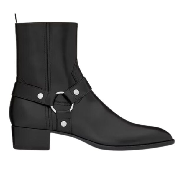 SAINT LAURENT WYATT HARNESS BOOTS IN SMOOTH LEATHER