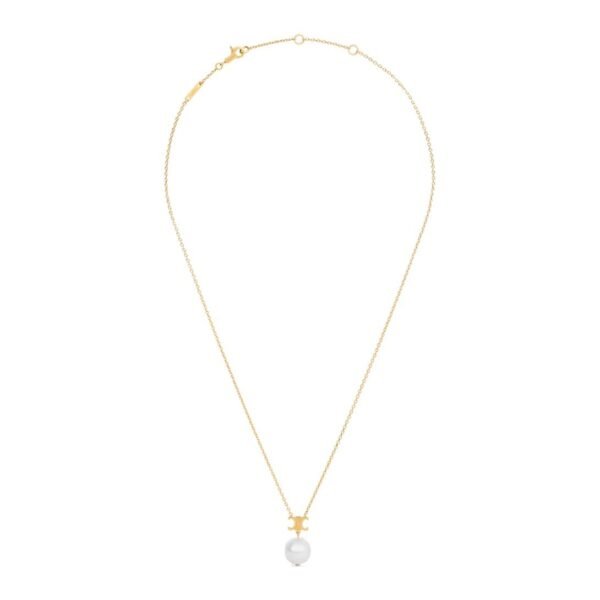 CELINE LES PERLES NECKLACE IN RESIN PEARL AND BRASS WITH GOLD FINISH