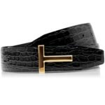 TOM FORD CROCODILE T ICON BELT BLACK
