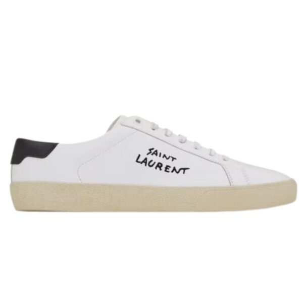 SAINT LAURENT COURT CLASSIC SL/06 EMBROIDERED SNEAKERS IN SMOOTH LEATHER