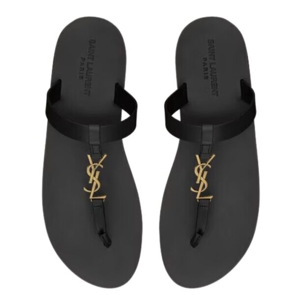 SAINT LAURENT CASSANDRE SLIDES IN SMOOTH LEATHER - Image 2