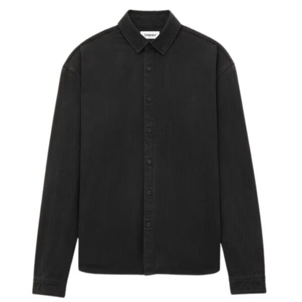 SAINT LAURENT CASSANDRE SHIRT IN RAVEN BLACK DENIM