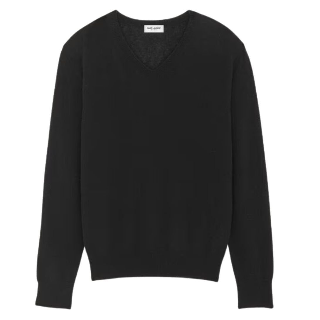 1-1584.jpg SAINT LAURENT V NECK SWEATER IN CASHMERE AND SILK