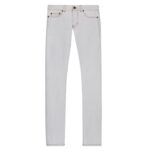 SAINT LAURENT SLIM FIT JEANS IN GREY OFF WHITE DENIM