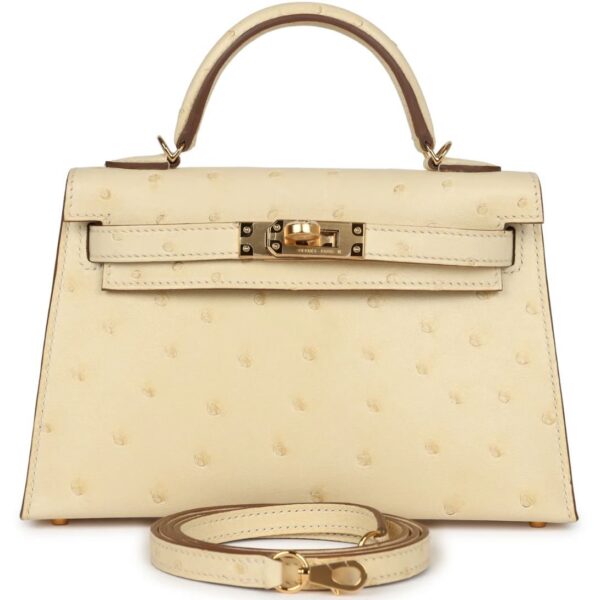 HERMÈS KELLY SELLIER 20 VANILLE OSTRICH GOLD HARDWARE