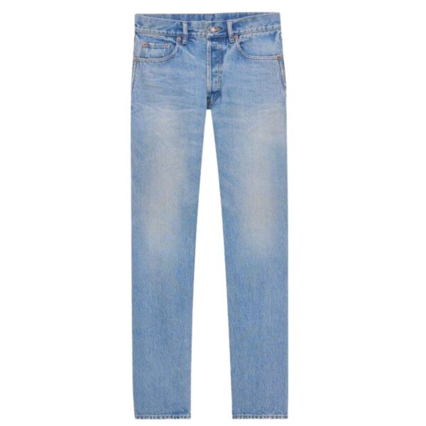SAINT LAURENT MICK LONG JEANS IN NONZA BLUE DENIM