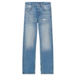 SAINT LAURENT LONG EXTREME BAGGY JEANS IN LAKE MEDIUM BLUE DENIM