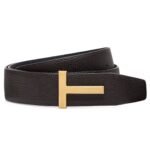 TOM FORD GRAIN LEATHER T ICON BELT MAHOGANY