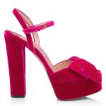 TOM FORD VELVET BRIGITTE PLATFORM SANDAL CRIMSON PINK