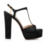 TOM FORD SUEDE LEATHER ANGELINA PLATFORM SANDAL BLACK