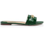 TOM FORD PATENT LEATHER WHITNEY SLIDE EMERLAD GREEN