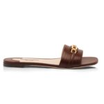 TOM FORD LEATHER WHITNEY SLIDE SADDLE BROWN