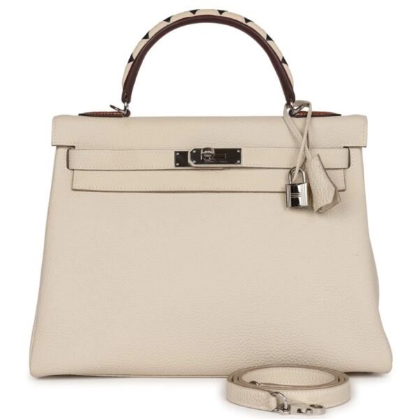PRE-OWNED HERMÈS KELLY RETOURNE 32 CRAIE AU GALLOP TOGO PALLADIUM HARDWARE - Image 3