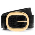TOM FORD SHINY STAMPED CROCODILE LEATHER URSULA BELT BLACK