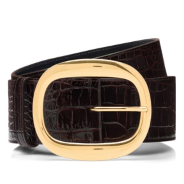 TOM FORD SHINY STAMPED CROCODILE LEATHER URSULA BELT ESPRESSO